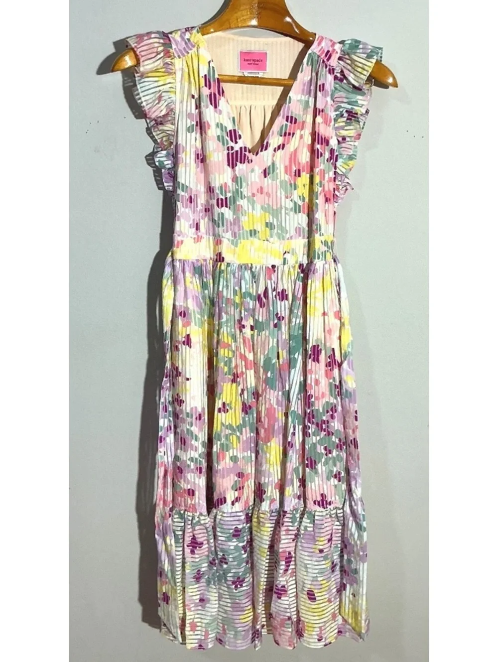 NEW Kate Spade Painted Petals Ruffle Accents Dress, Size 2